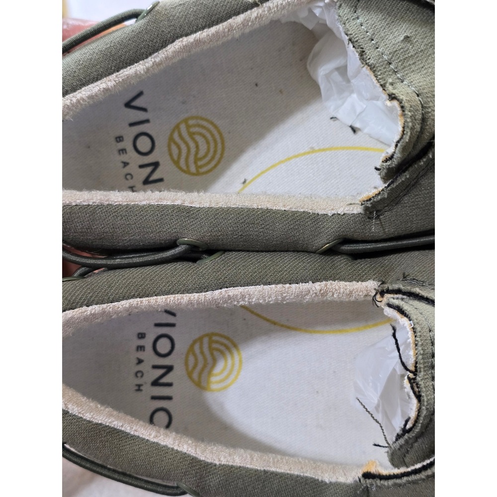 Vionic Beach Skipper Boat Shoes Olive Green Canvas Slip On Loafers Mens 10.5 - Picture 3 of 10